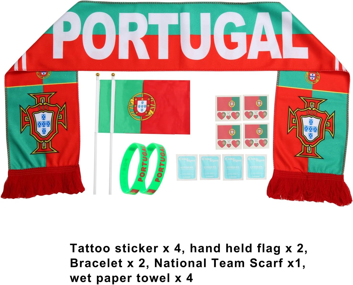 AOZKY Stick Flag Fans Scarf Tattoo Stickers Silicone Bracelet Football Suit Cheerleading Supplies for World Cup 2018, Olympic, Bar, Sports Events, Festival Events Celebrations