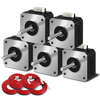 Nema 17 Stepper Motor 42x23mm 5PCS 17HS4023 Pancake Motor 1.5A-3.8V 2 Phase 4 Wires 1.8 Degrees with 1Meter Cable for 3D Printer Motors