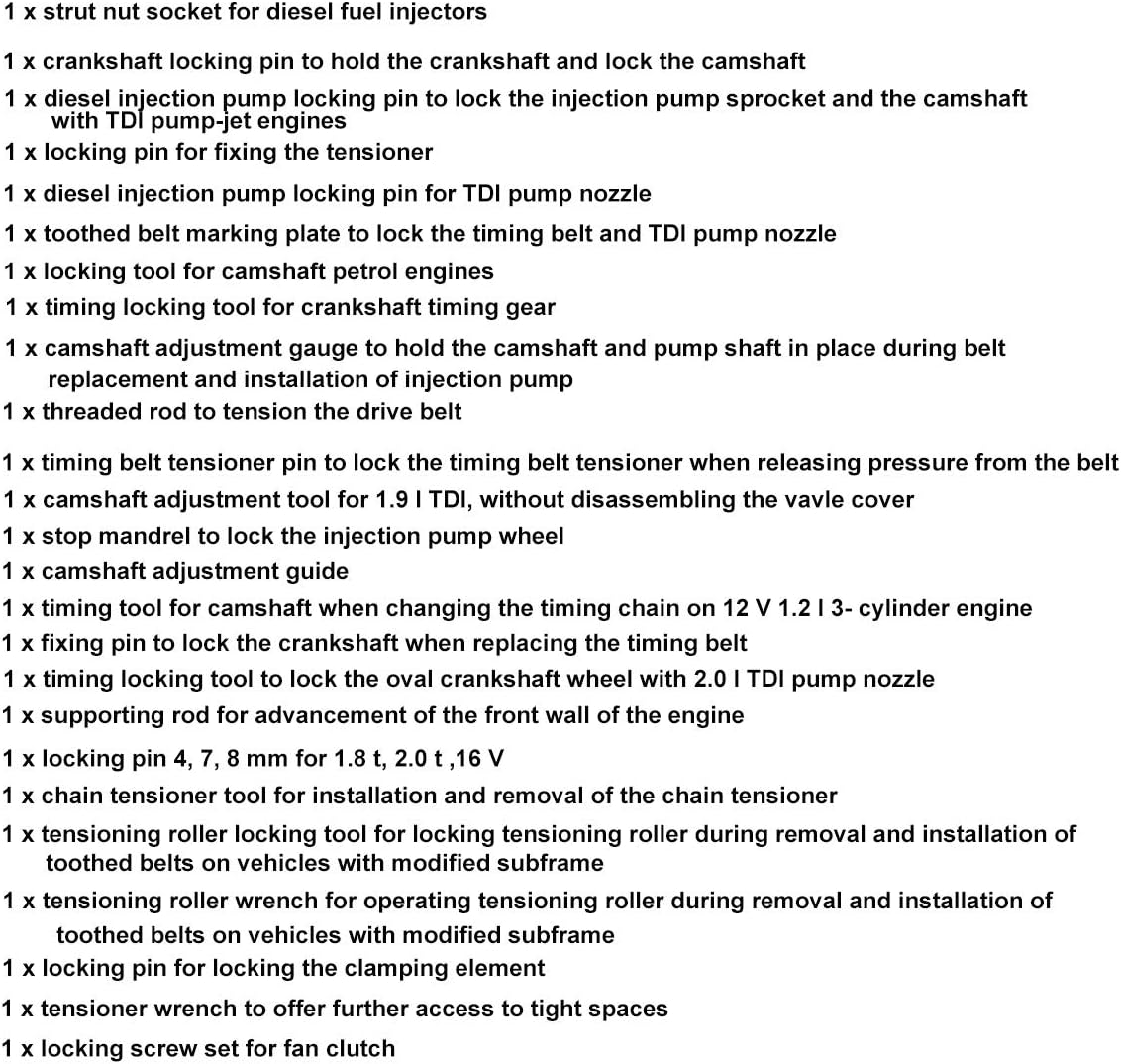Engine Timing Belt Tool Kit Compatible With Audi VW