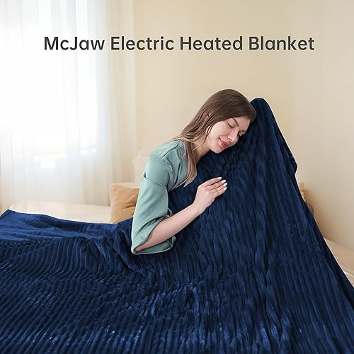 Miniatura 9 de McJaw Manta eléctrica de tamaño matrimonial de 72 x 84 pulgadas, 4 ajustes de calor y apagado automático de 10 horas, protección contra