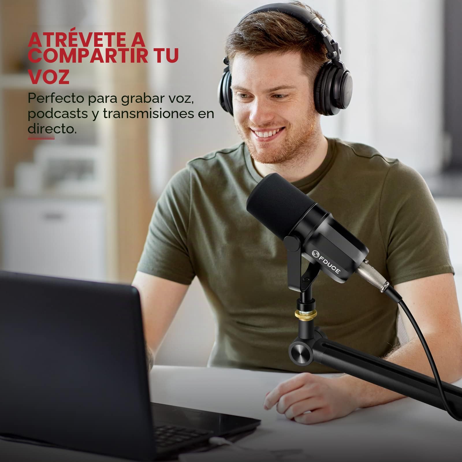 FDUCE SL40X XLR Micrófono dinámico para grabación Vocal, podcasting, Juegos, transmisión en Vivo y transmisión, micrófono cardioide Completamente metálico, tecnología de Aislamiento de Voz - Negro