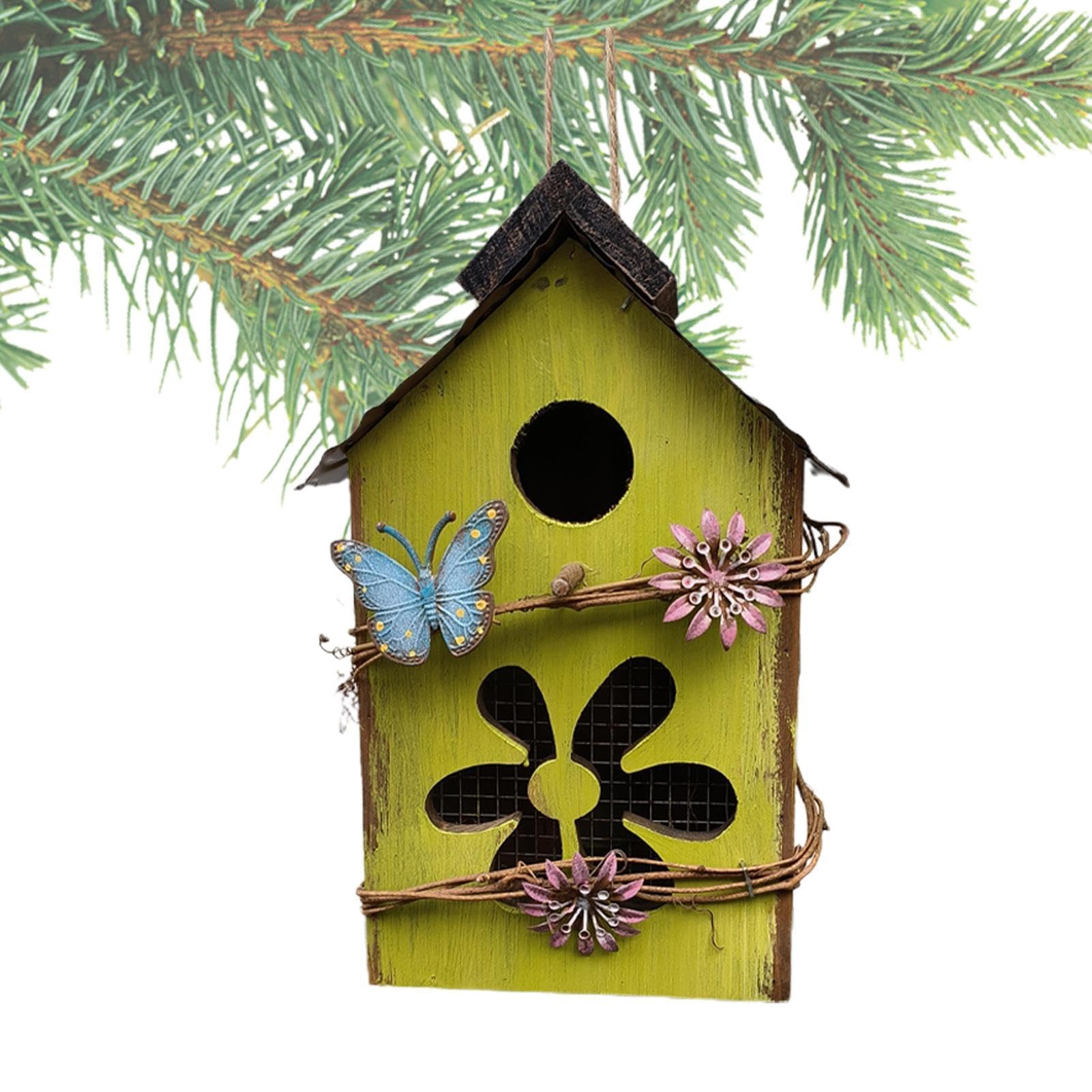 Niedliches aus Holz – dekoratives hängendes Vogelhaus den Außenbereich für Garten, Terrasse und Park (grün)
