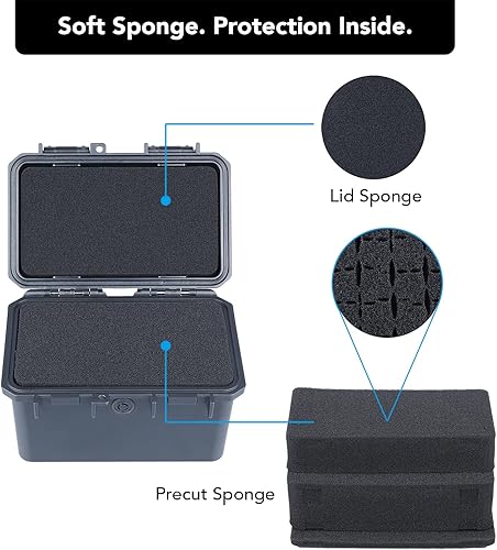 Miniatura 2 de Lykus HC-1530 Mini caja rígida seca con inserto de espuma, tamaño interior 5.8 x 3.3 x 3.7 pulgadas, IP66 a prueba de salpicaduras, adecuada para