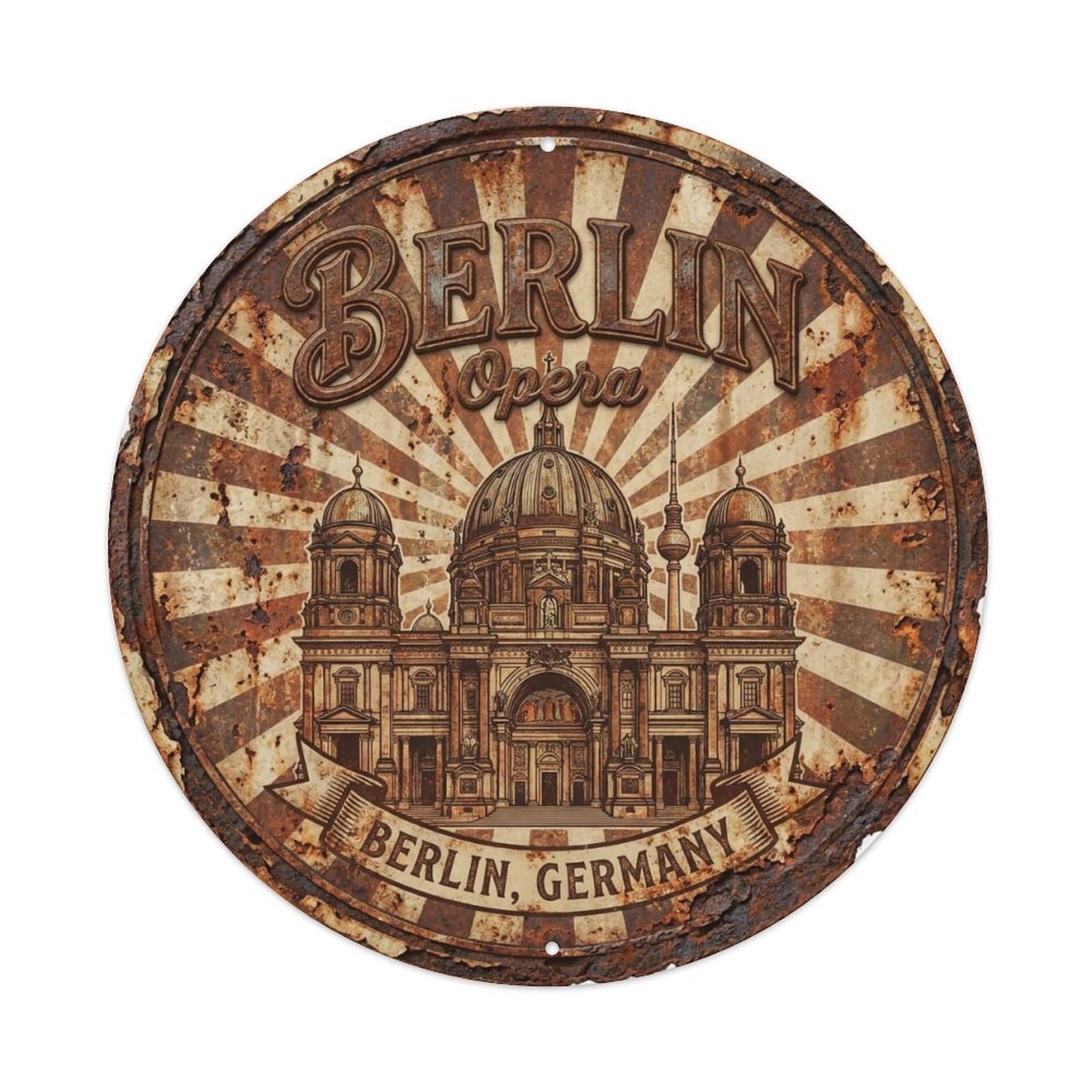 Vintage Travel Berlin Germany Theater Metal Tin Sign