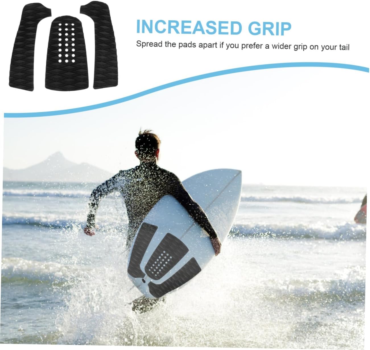 Toyvian 3Pcs Surfboard Traction Pads Maximum Grip Adhesive Tail Pads Non Slip Surfboard Accessories for Beginners Pros Durable Design for Enhanced Performance and Stability