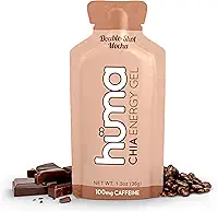 Gel energético Huma Chia, Doubleshot Mocha, pacote com 24, 100 mg de cafeína por pacote - Nutrição esportiva de primeira linha para exercícios de resistência