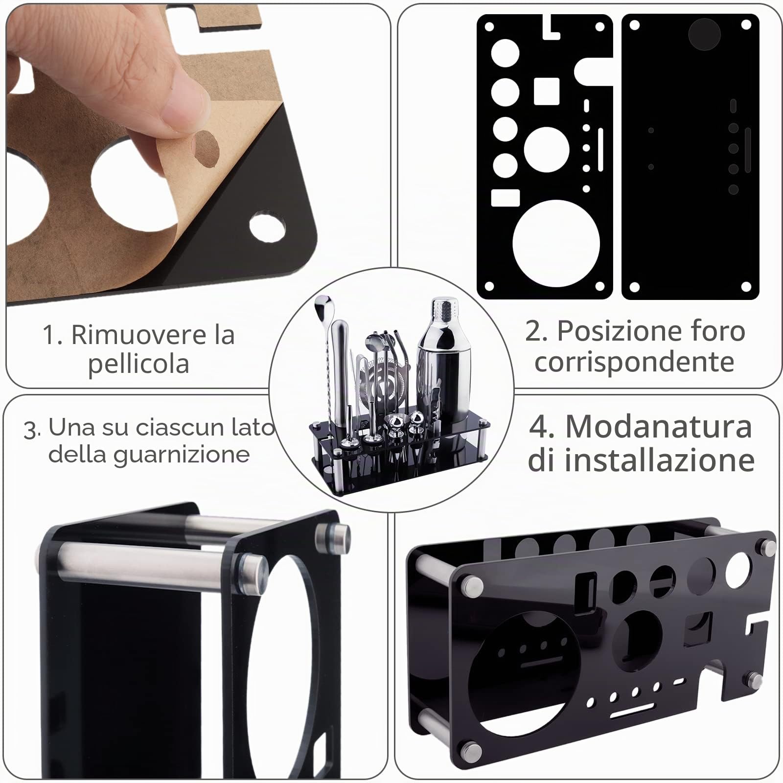 Cocktail Shaker Set, 18 Pezzi Kit Set Cocktail, 750ml Kit da Barman in Acciaio Inox, Strumento Accessorio Barra Professionale, Set Regalo con Ricettario per Drink, Casa, Bar, Feste