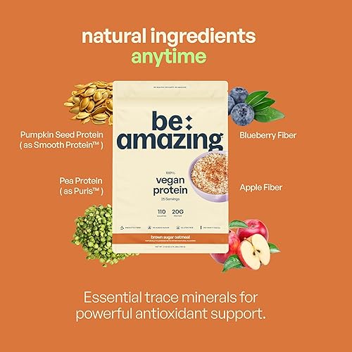 Miniatura 4 de BEAM Be Amazing - Proteína vegana en polvo  071oz de proteína a base de plantas con fibras prebióticas  Mezcla de batido sin azúcar y gluten batido