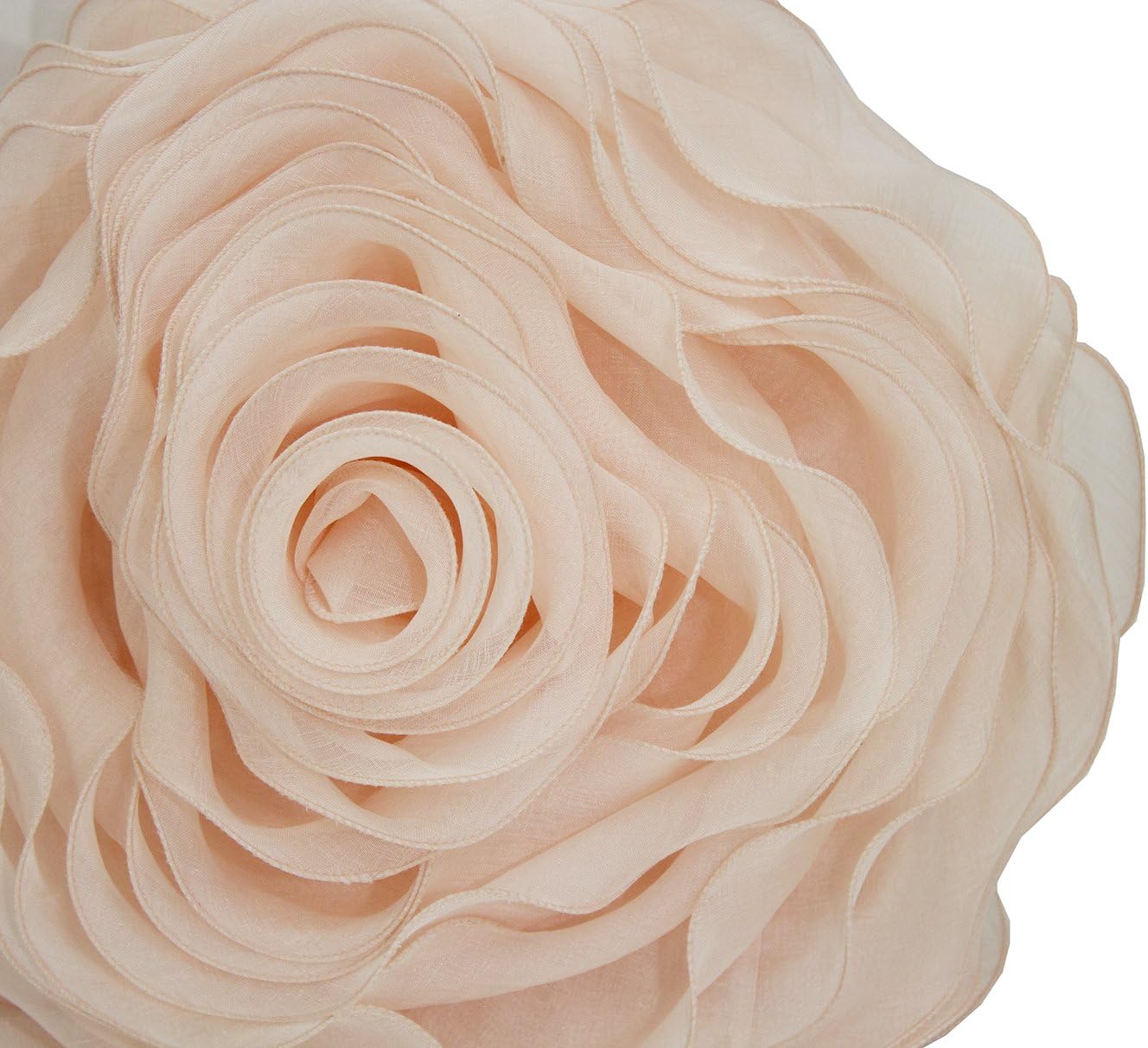 Fennco Styles Beautiful Handmade 3D Rose with Custom Made Fabric Decorative Throw Pillow 16" Round (Pink, Case+Insert)