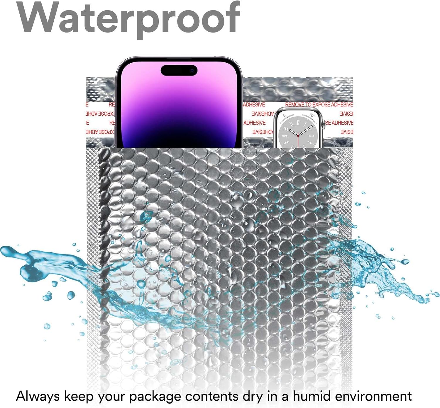 5"x7.5" (13cm x 20cm) 50pcs Silver Metallic Bubble Mailers Plastic Packaging Mailing Shipping Bag Waterproof and Tear-Proof Strong Self Adhesive Multipurpose Envelopes Small Medium Large Sizes