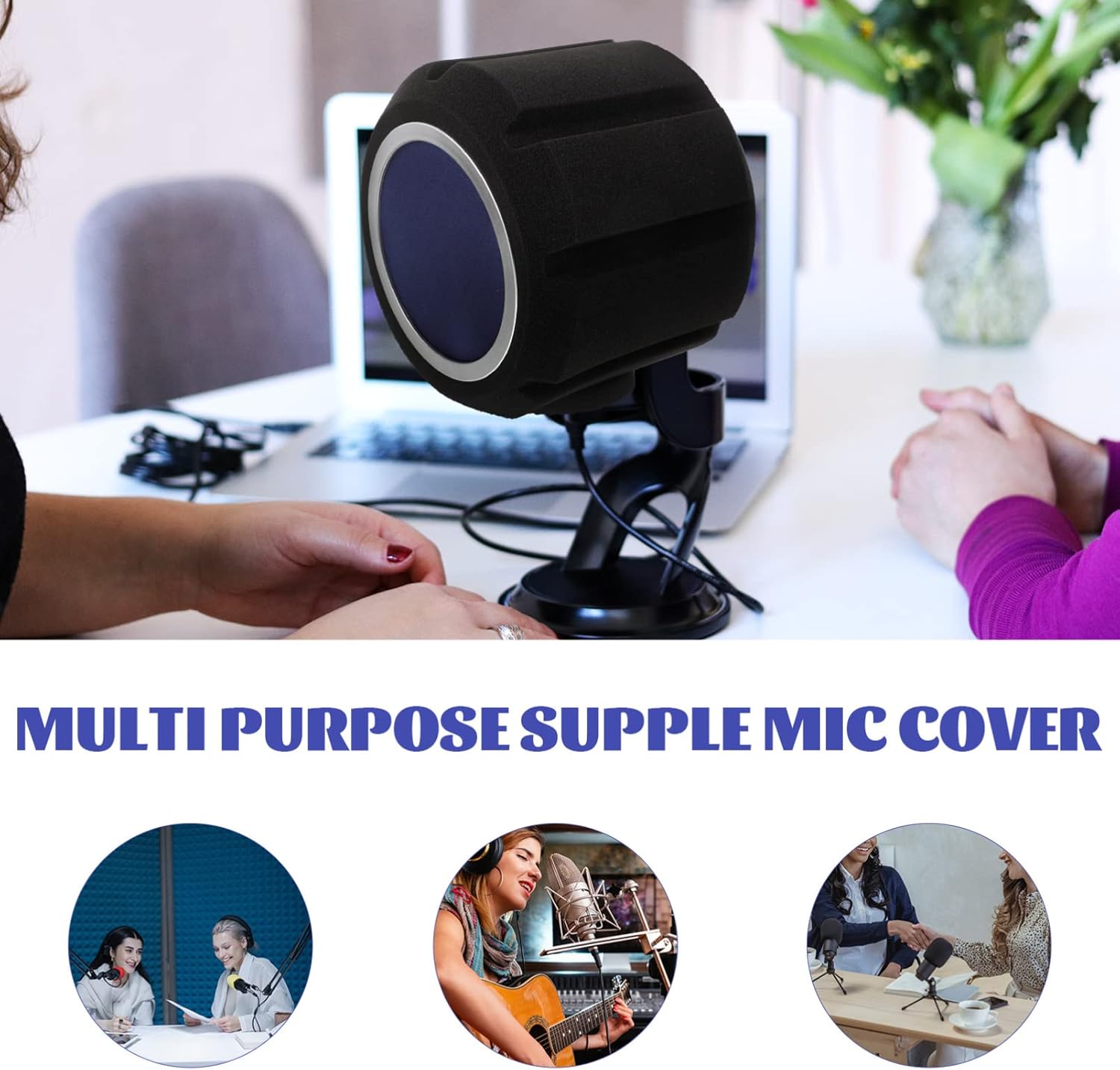 KICHOUSE Sponge Microphone Cover Lightweight Sound-absorbing Windscreen for Noise Reduction Recording Singing and Broadcasting for Microphones