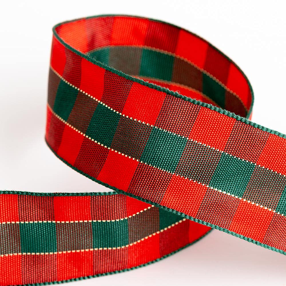 Tartan Ribbon 25mm x 10M - Red/Green