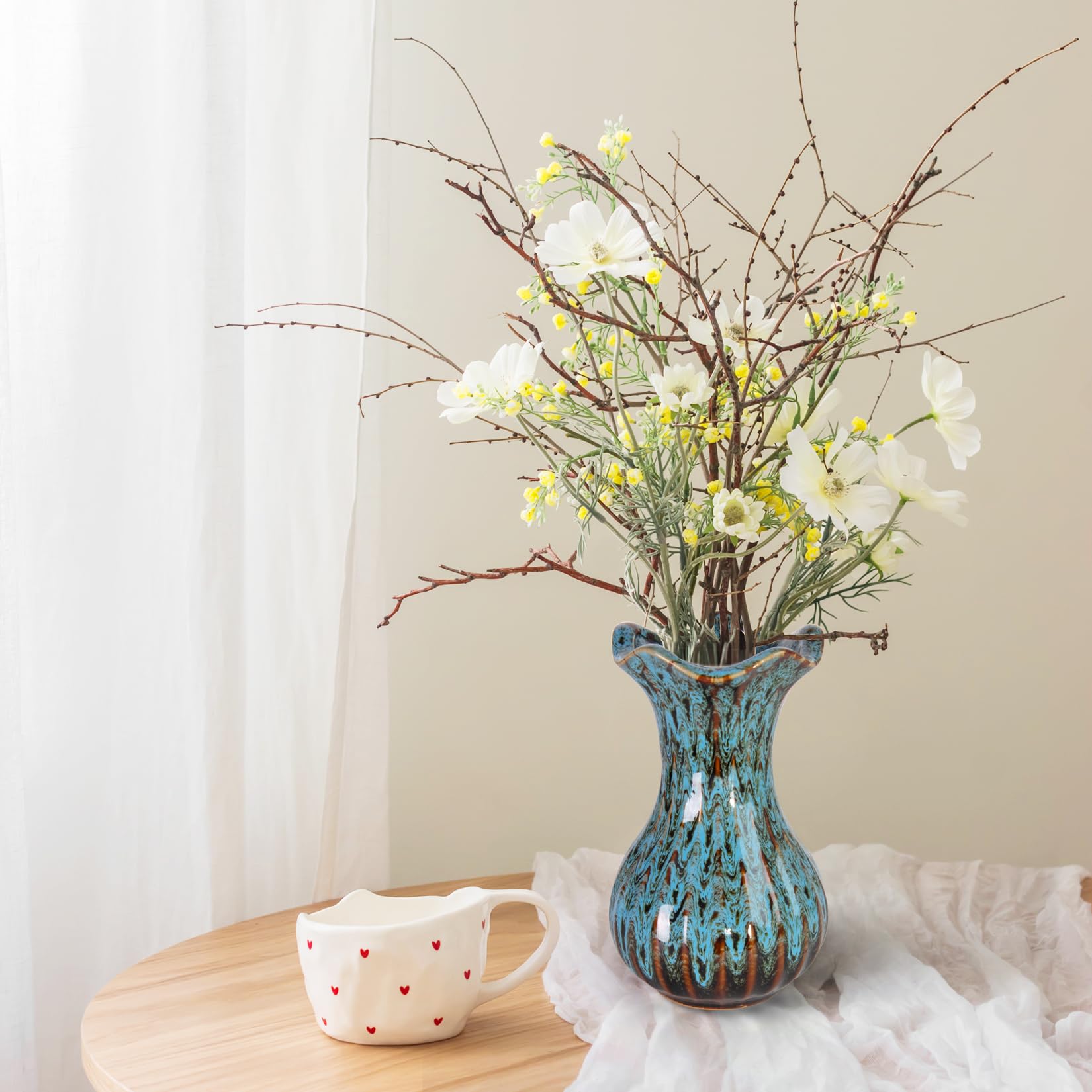 Jarrón de cerámica, pequeños jarrones modernos para decoración del hogar, elegante jarrón de flores para mesas, escritorio de oficina, decoración de habitación, apto para inauguración de la 3