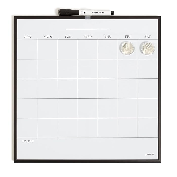 Buy U Brands Dry Erase Wall Calendar with Black Metal Frame
