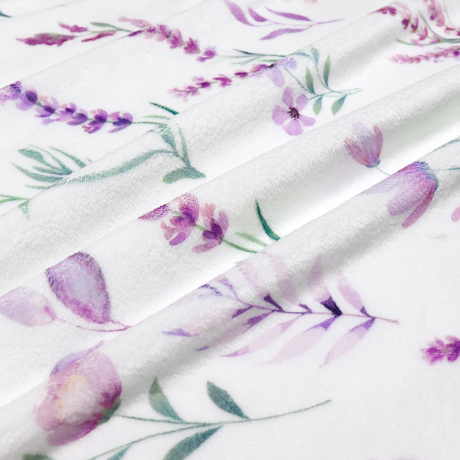 Purple Lavender Floral Throw Blanket Flower Botanical Throw Blankets Ultra Soft Cozy Flannel Throw Blanket Lightweight Fleece Fuzzy Plush Throw Blankets for Bed Chair Couch 50" X 60" - Image 6