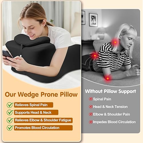Miniatura 5 de MYFAMIREA Almohada ergonómica de espuma viscoelástica para adultos, almohada propensa para dormir en cama, leer, cojín ergonómico de espuma