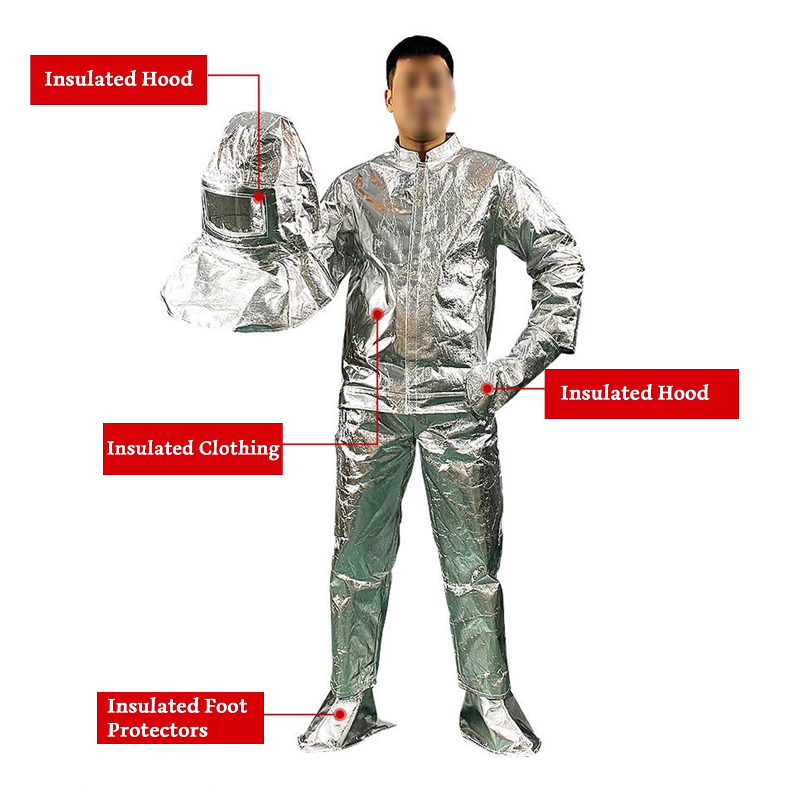 Traje De Aislamiento Térmico 1000 Grados Papel De Aluminio Resistente Al Fuego De Alta Temperatura Retardante De Llama Ropa Uniformes De Protección Contra Incendios