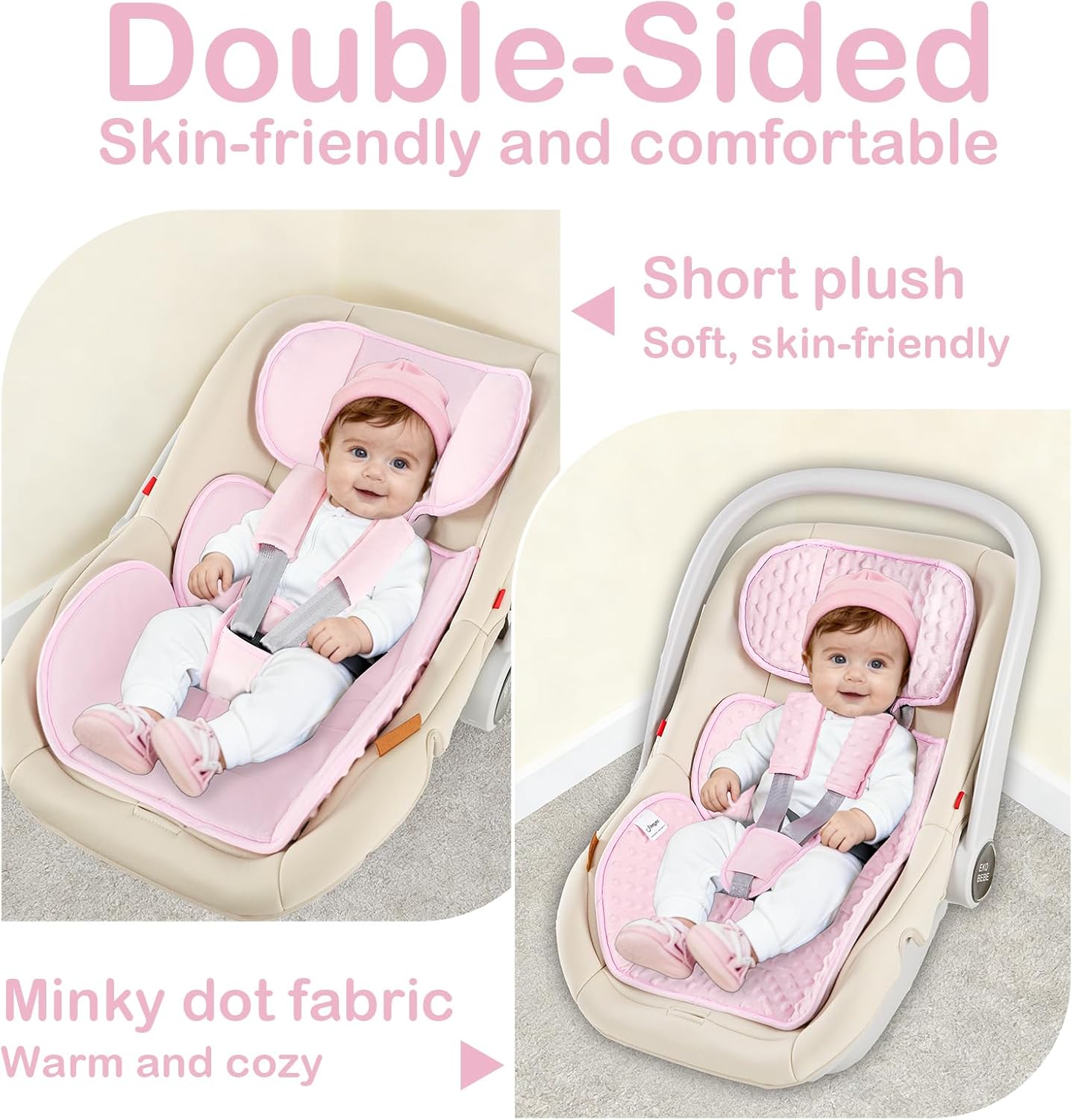Hooyax Baby Car Seat Cover and Infant Car Seat Insert with Ultra-Thick Head Support