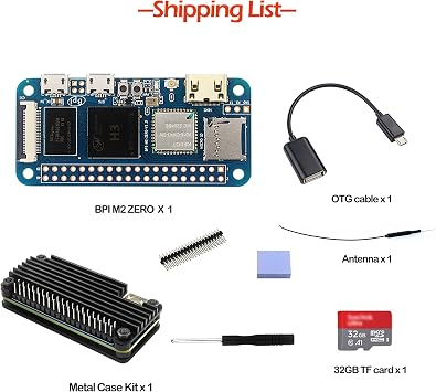 Banana Pi M2 Zero Alliwnner H3 IoT Open Source Single Board Computer Onboard Quad Core Cortex-A7 CPU 512MB DDR 3 RAM WiFi Bluetooth Support Android Linux (with Metal Case Set)