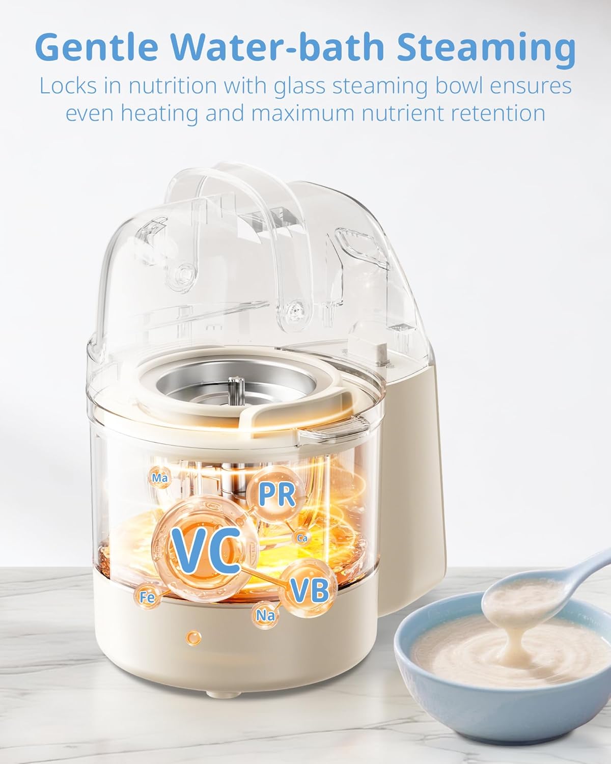 SosekiBaby FM01 Baby Food Maker, 316L Stainless Steel Blades | Puree Steamer Blender Processor With 10oz Glass Bowl | One-Step Food Mill with Recipe, 12H Keep Warm, Auto Clean, Reheat | BPA-Free