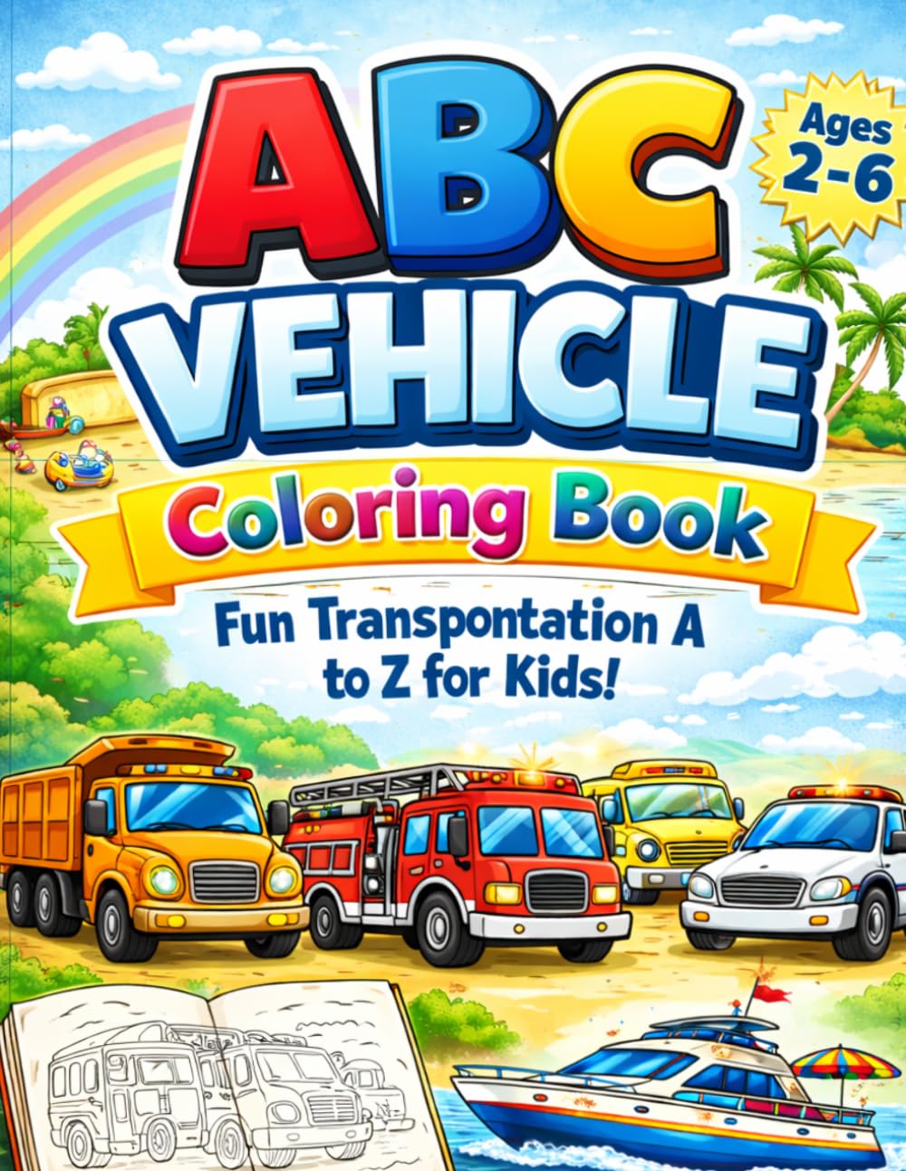 ABC Vehicle Coloring Book: Fun Transportation A to Z for Kids