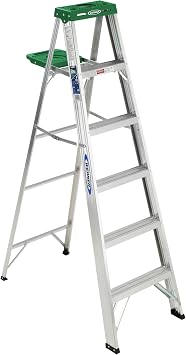 Werner 356 stepladders, 6-Foot, Silver/Green, No Size, No Color