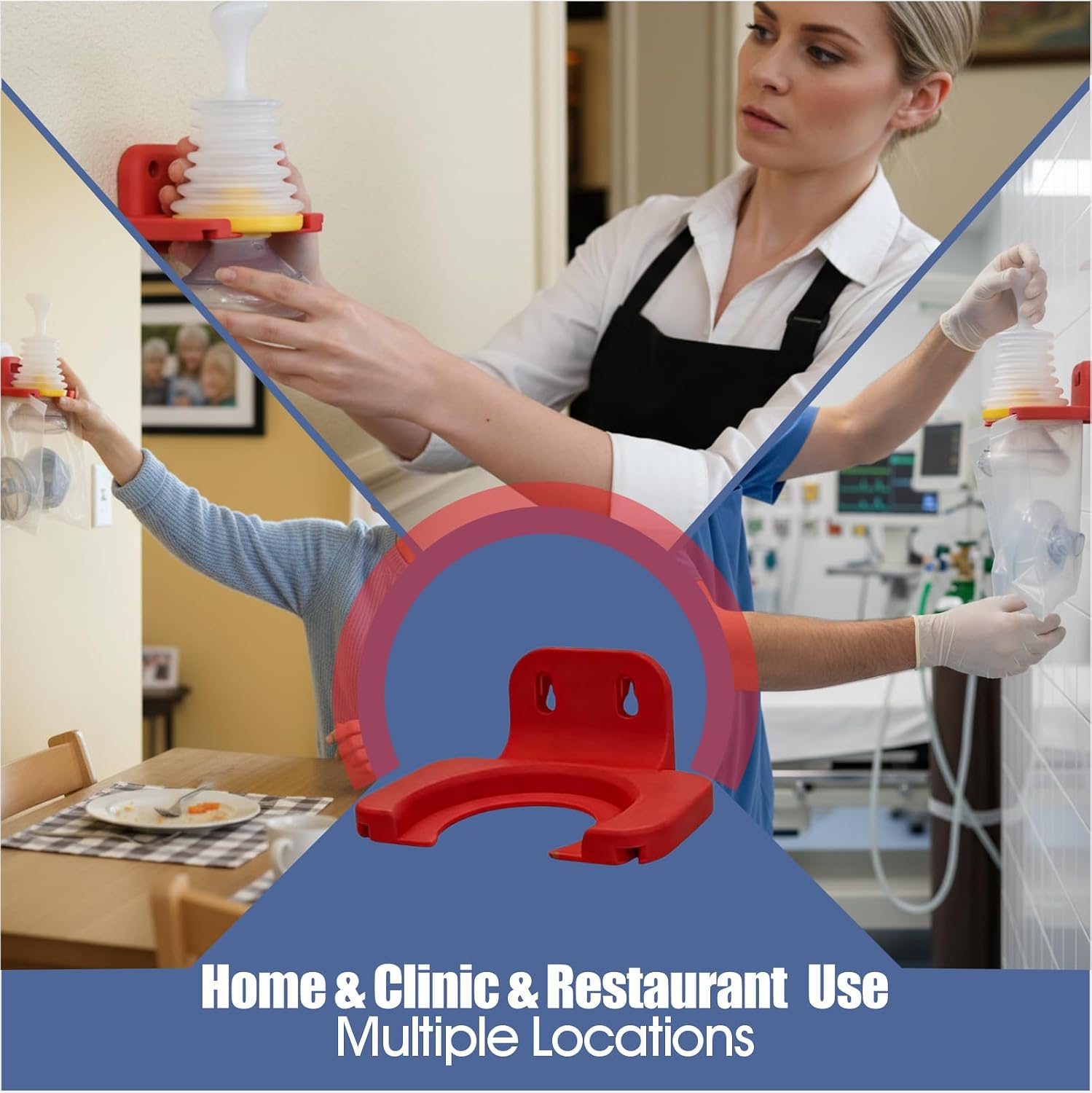 Wall Mount Holder Compatible with Choking Relief Device, Storage Bracket with Mask Holder, Quick Access Wall Organizer, Space-Saving Design, Easy Installation, Device Not Included