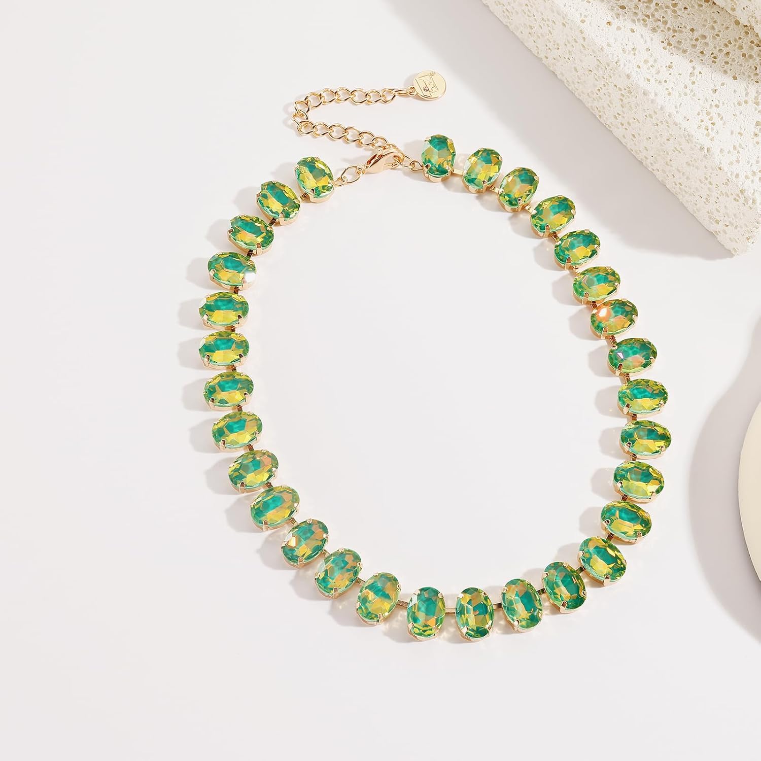 Firstmeet Oval Crystal Rhinestone Choker Collar Necklace Wedding Bridal Gift Jewelry for Women - Image 4