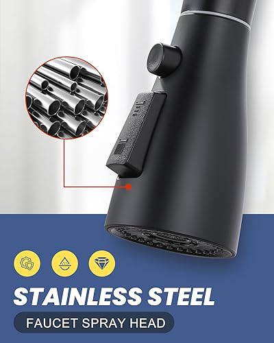 Miniatura 9 de ARCORA Grifo de cocina cromado con cabezal rociador, boquilla rociadora de fregadero de cocina de 3 funciones con 9 adaptadores, repuesto de cabezal