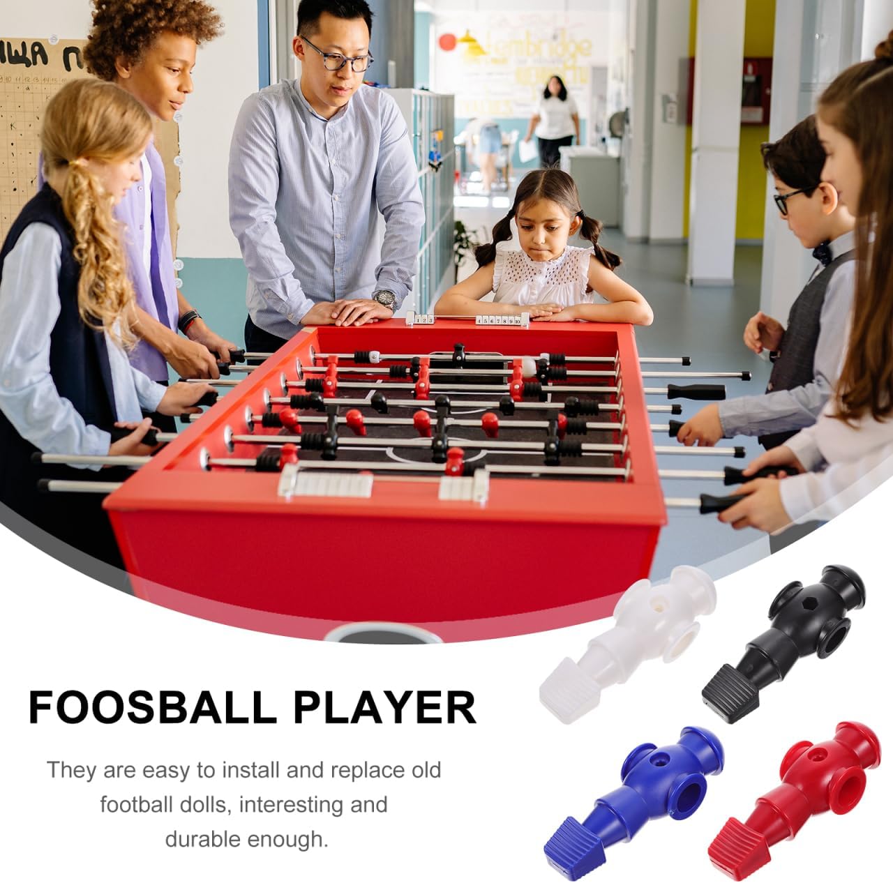 Homoyoyo 4pcs Foosball Men Replacement, Football Players Parts Foosball Man Table Player Football Machine Accessories image 2