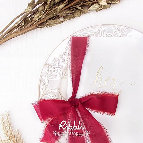 Miniatura 53 de Ribbli Cinta de gasa blanca de 1-1/2 pulgadas x 20 yardas hecha a mano con flecos, cinta blanca para invitaciones de boda, envoltura de ramos