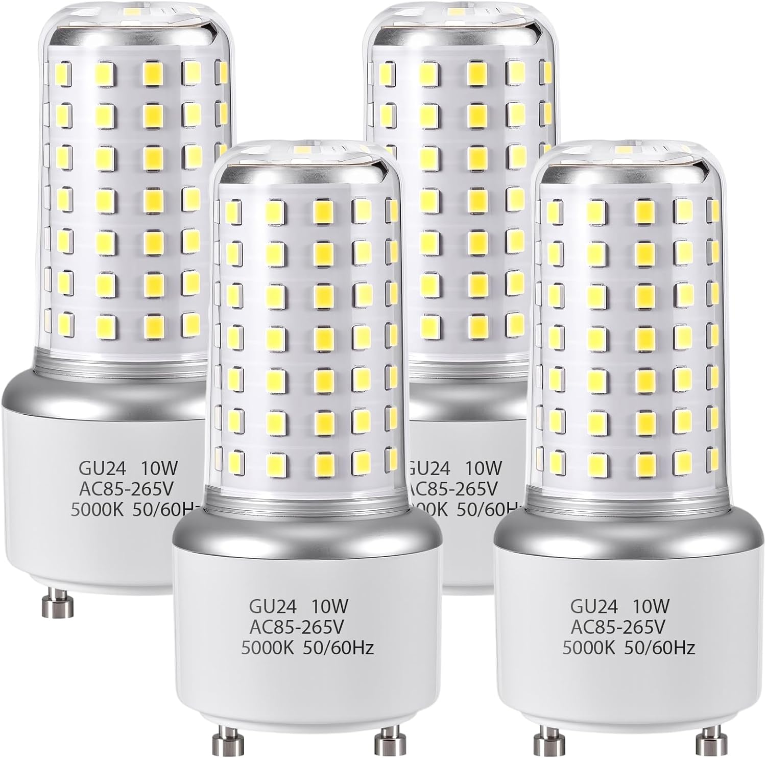 GU24 LED Light Bulb - Daylight White 5000K 100W Equivalent, Twist and Lock GU24 Pin Base with Two Prongs, Non-Dimmable, (4-Pack)