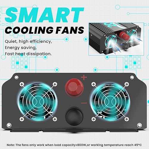 Miniatura 3 de EGSCATEE Inversor de corriente de onda sinusoidal pura de 24 V 2000 W, convertidor de corriente de 24 V CC a 120 V CA para automóvil, camión, hogar,