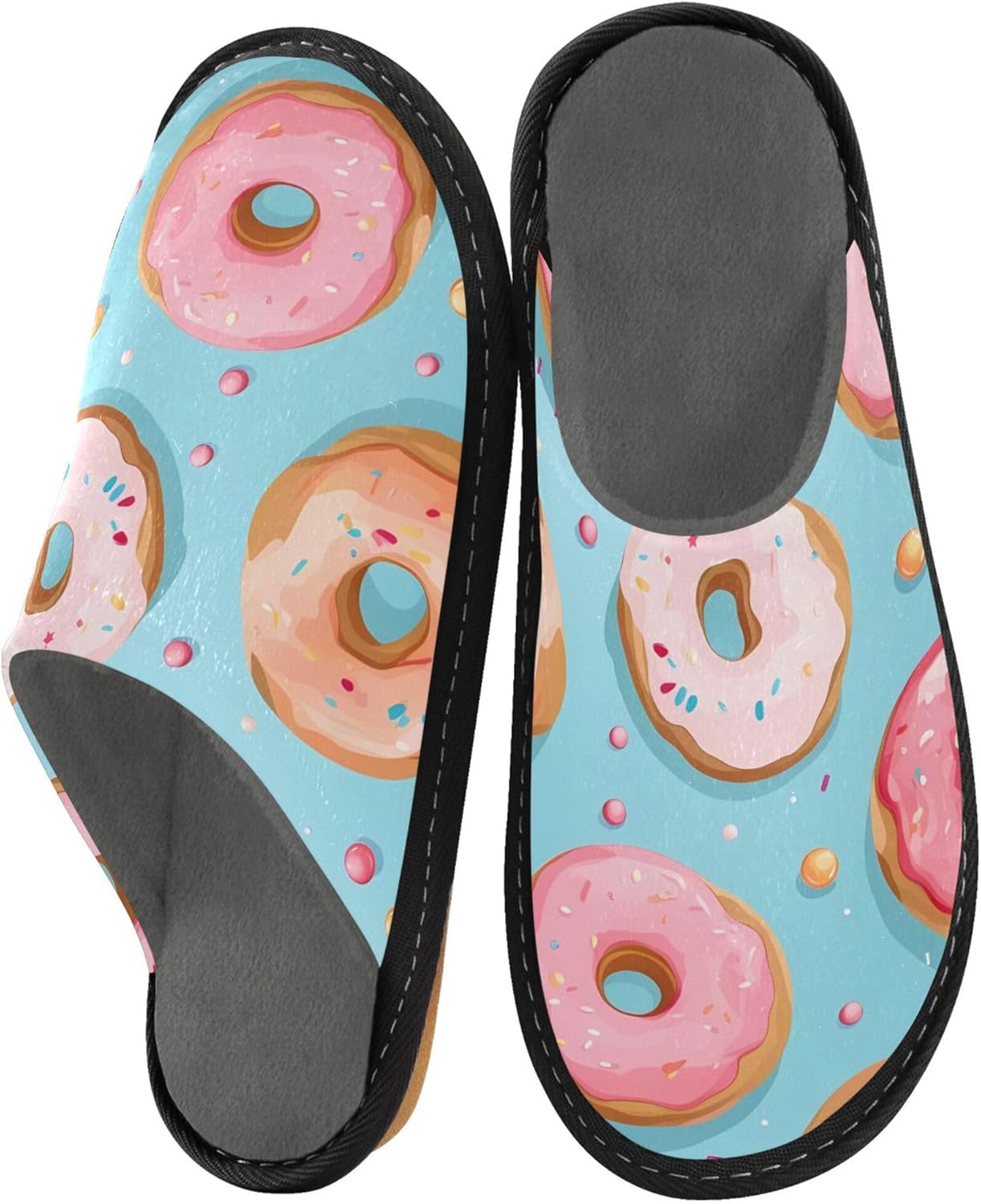 Donut Cake House Slippers – Cozy Fuzzy Slippers for Guests, Washable & Disposable, Perfect for Shoeless Home, Spa & Hotel Use A111563