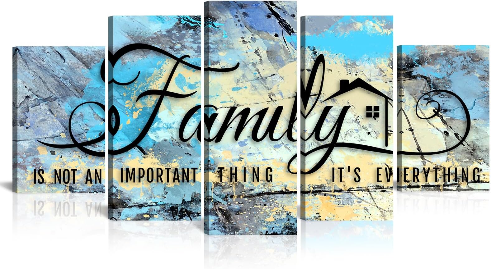 AoArtWZ 5 Pieces Abstract Family Quote Wall Decor Motivation Canvas Wall Art Framed for Home Decoration