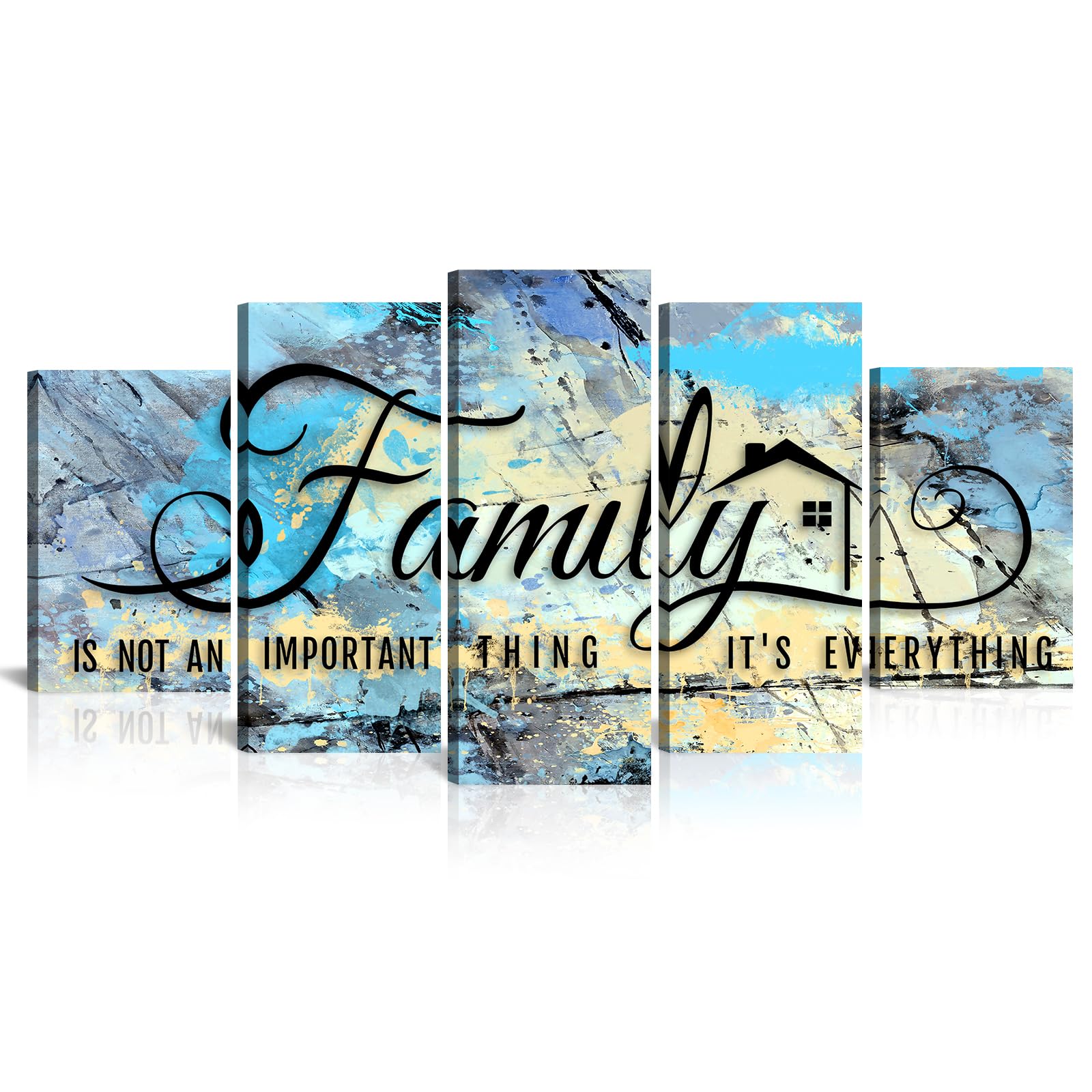 AoArtWZ 5 Pieces Abstract Family Quote Wall Decor Motivation Canvas Wall Art Framed for Home Decoration