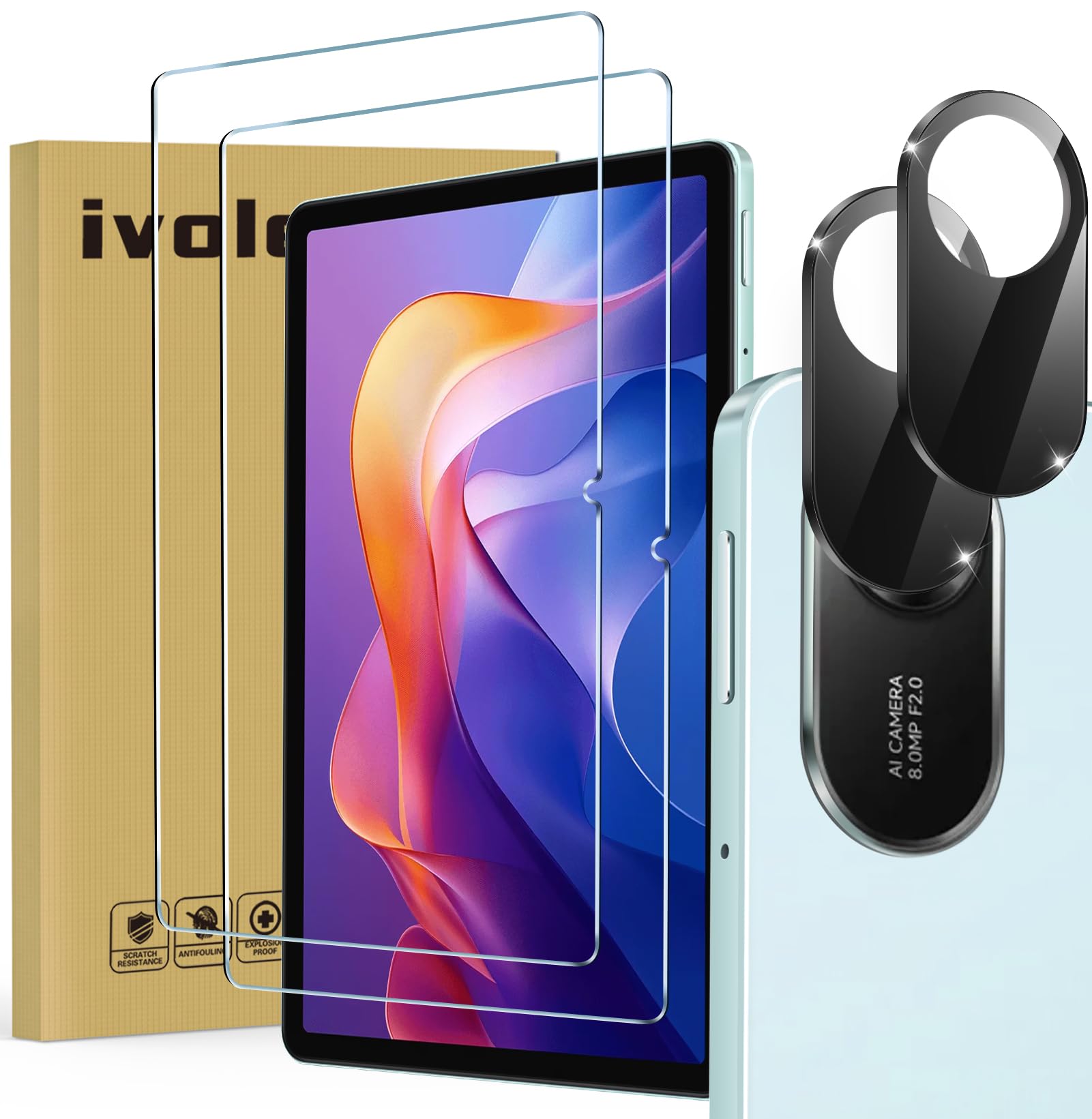 IVoler 2 Pezzi Vetro Temperato 9H Per Xiaomi Redmi Pad 2 PRO / Poco Pad M1 / Redmi Pad PRO 4G/5G – 12.1 Pollici, HD Chiaro, Anti Graffio - 5