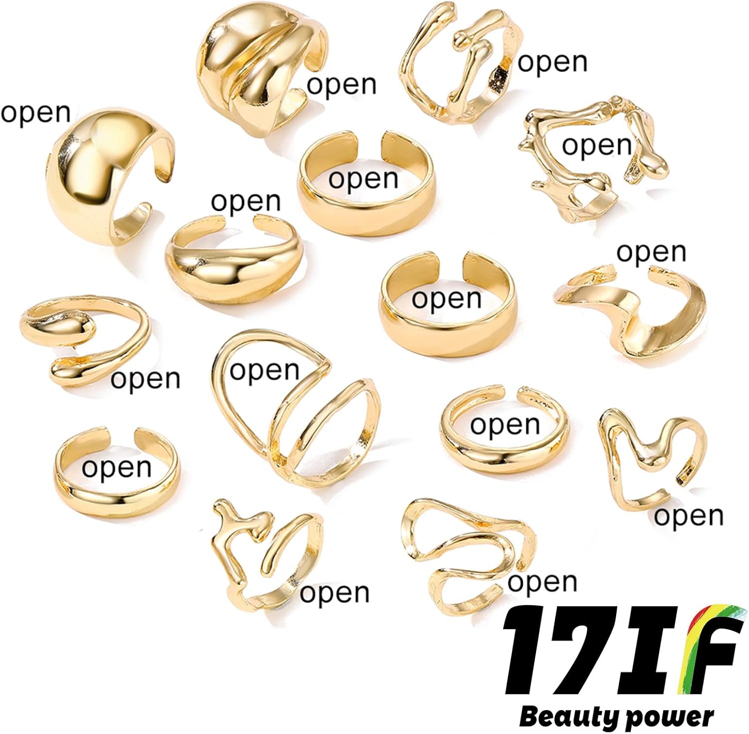 17IF 10-15 Pcs Gold Ring Set for Women Chunky Classic Dainty Boho Aesthetic Punk Thick Line Big Size Simple Stacking on Thumb Knuckle Rings Pack Gold 15Cool image 7 of 7 B0F2M36FJ4