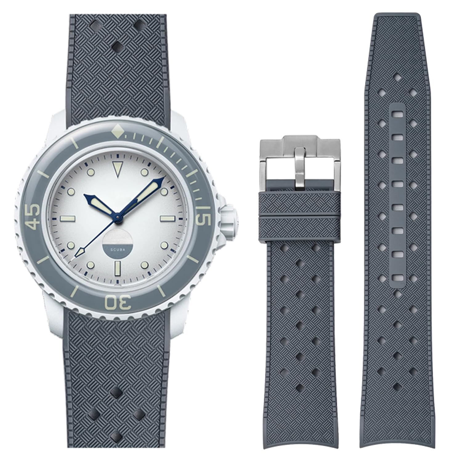 Stanchev Strap for Blancpain Swatch,22mm Silicone Replacement Strap for Blancpain x Swatch Fifty Fathoms,Hollow Out Ventilate Strap for Swatch Blancpain Men Women