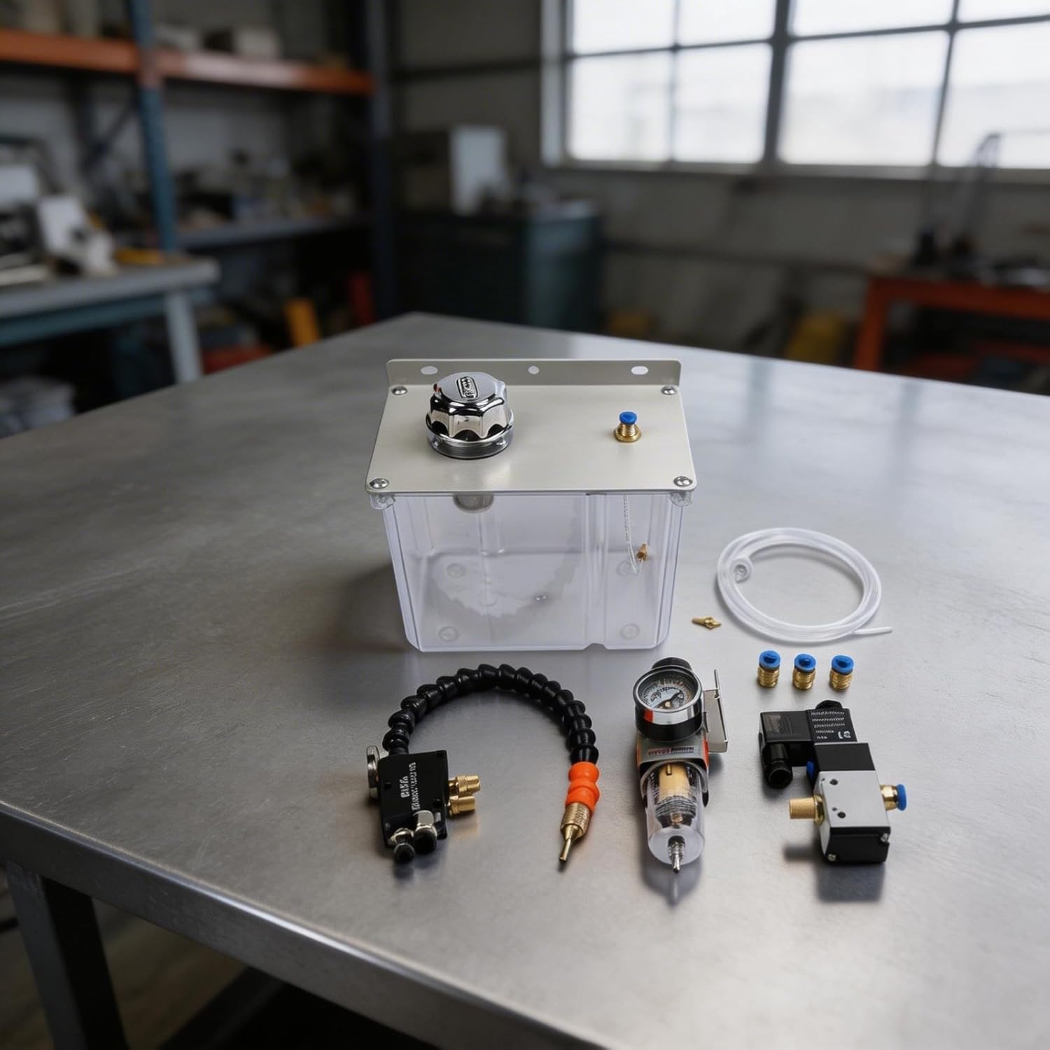 3L Machine Tool Cooling Sprayer, PVC+Metal Oil Mist Lubrication System with Flexible Shaft, Solenoid Valve Coolant Pump for CNC Lathe Milling (24V/110V/220V Optional)(110V)