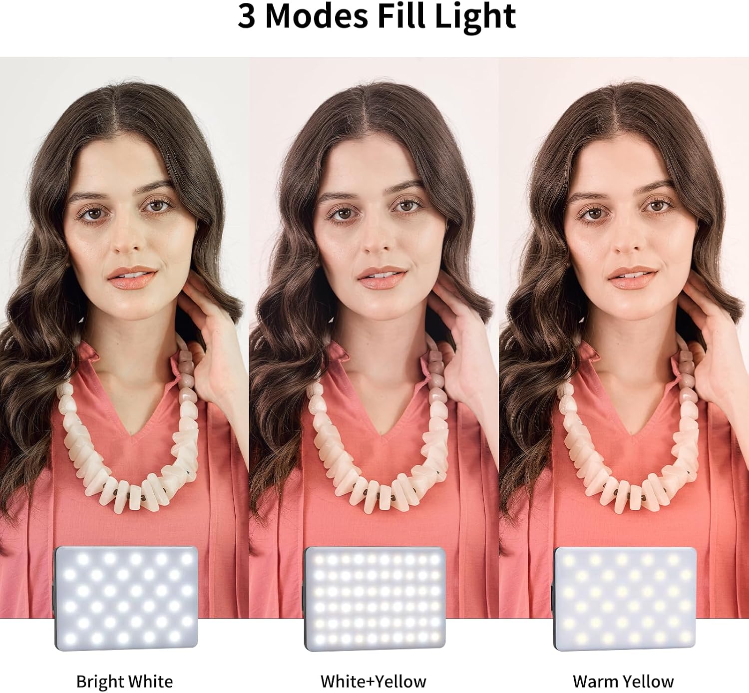 NPTCL 60 LED Portable Slefie Light - Rechargeable Video Conference Lighting with Clip & Camera Tripod Adapter, 2200mAh, CRI 97+, 3 Light Modes for Phone, iPhone, Webcam, Laptop, Photo, Makeup