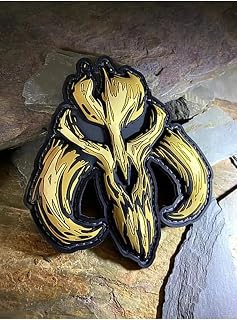 Patchlab Mythosaur Bones 1 3D PVC Rubber Morale Patch, Hook & Loop Attachment for Backpacks, Jackets, Gears | for Collectors & Paleontology Enthusiasts, Ancient Skull in Yellow & Black, 4"