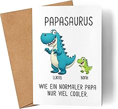 Kiddle-Design Dad Card Personalised with Name, Papasaurus Father's Day Card for Father for Father's Day, Father's Day Gift for Dads from Children, Daughter & Son - Greeting Card, Birthday Card - 1