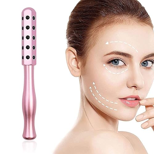 Aohcae Rodillo masajeador facial, rodillo masajeador facial de piedra de germanio, rodillo de belleza para cara, ojos, barbilla, cuello, cuidado de