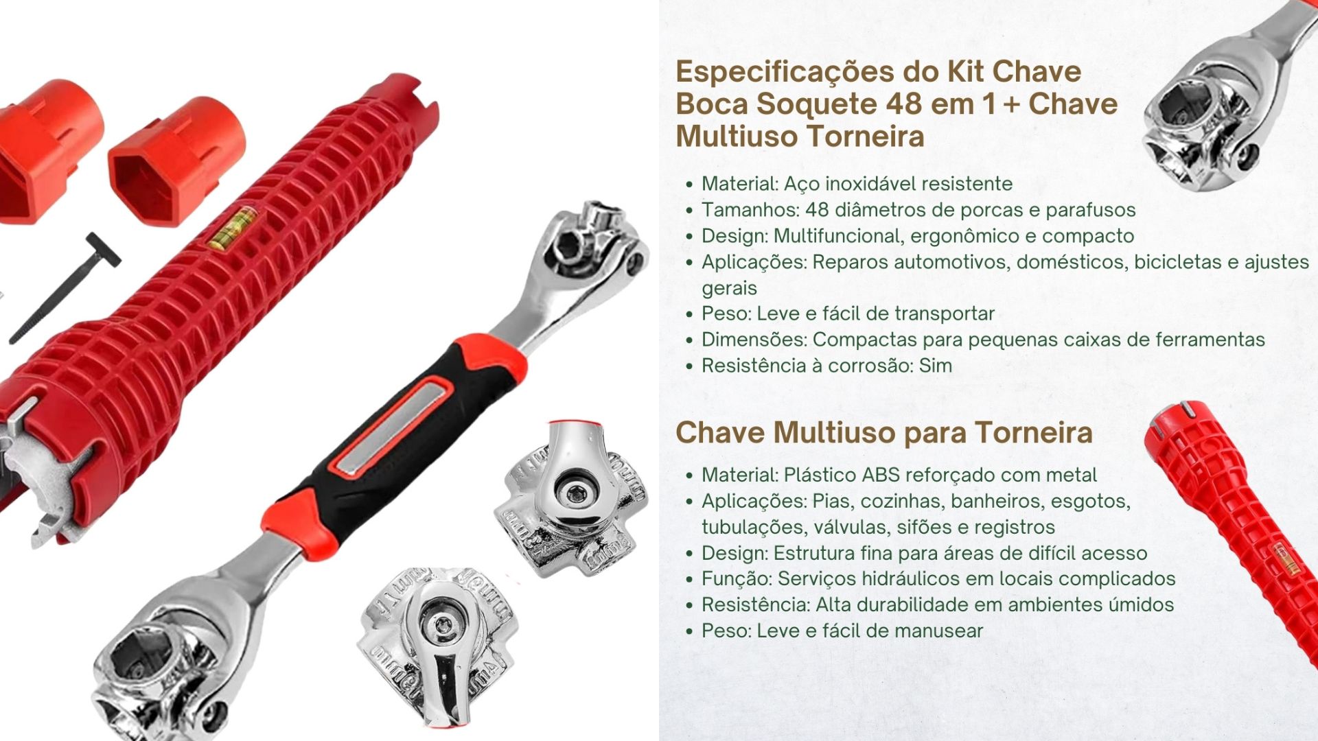 Chave Tigre Universal De Boca 48 Em 1 Combinada Soquete 360