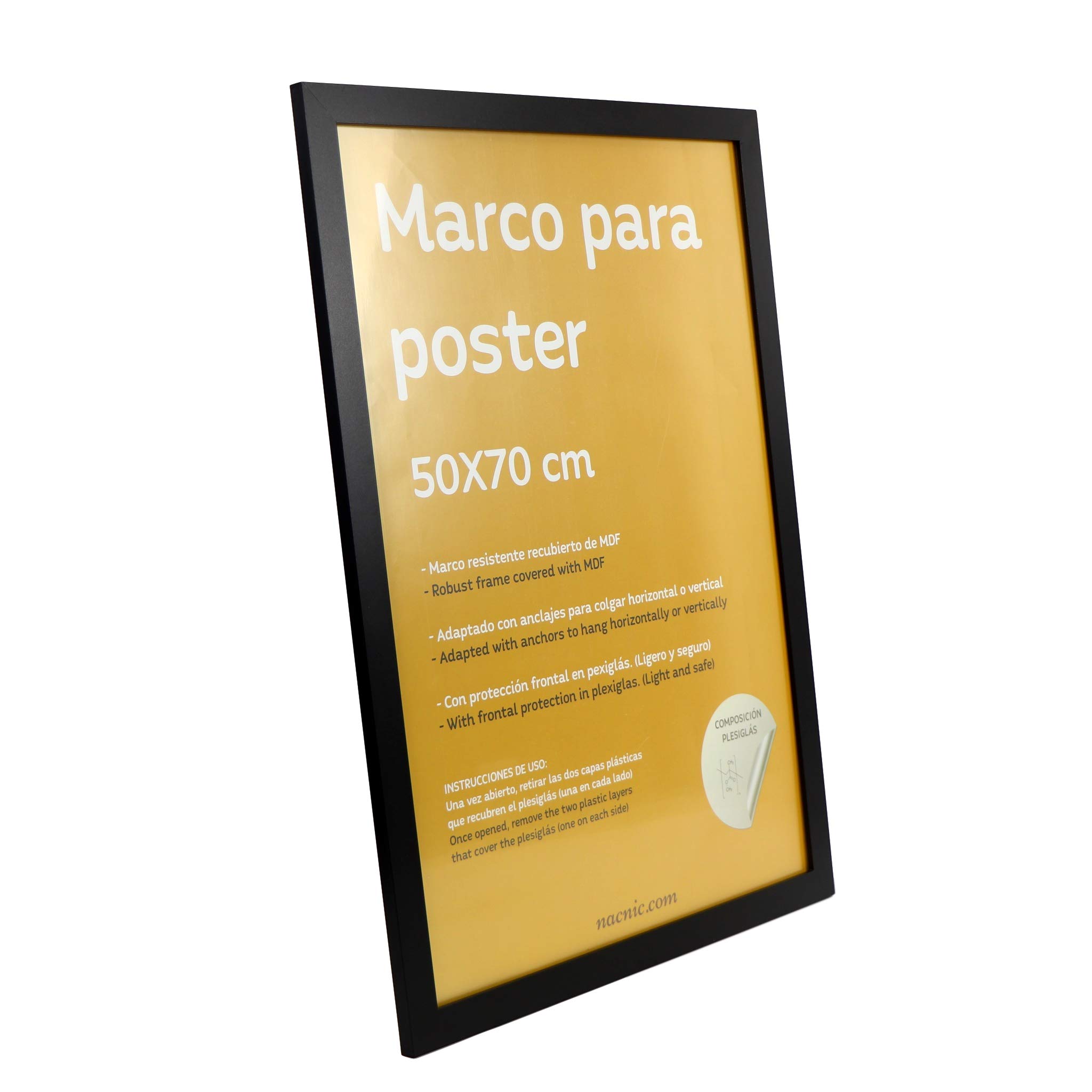 Nacnic Duża ramka na zdjęcia do ochrony i wyświetlania zdjęć, dyplomów, billboardów, plakatów. Ramki w różnych rozmiarach i kolorach. Czarny, rozmiar 50x70 cm