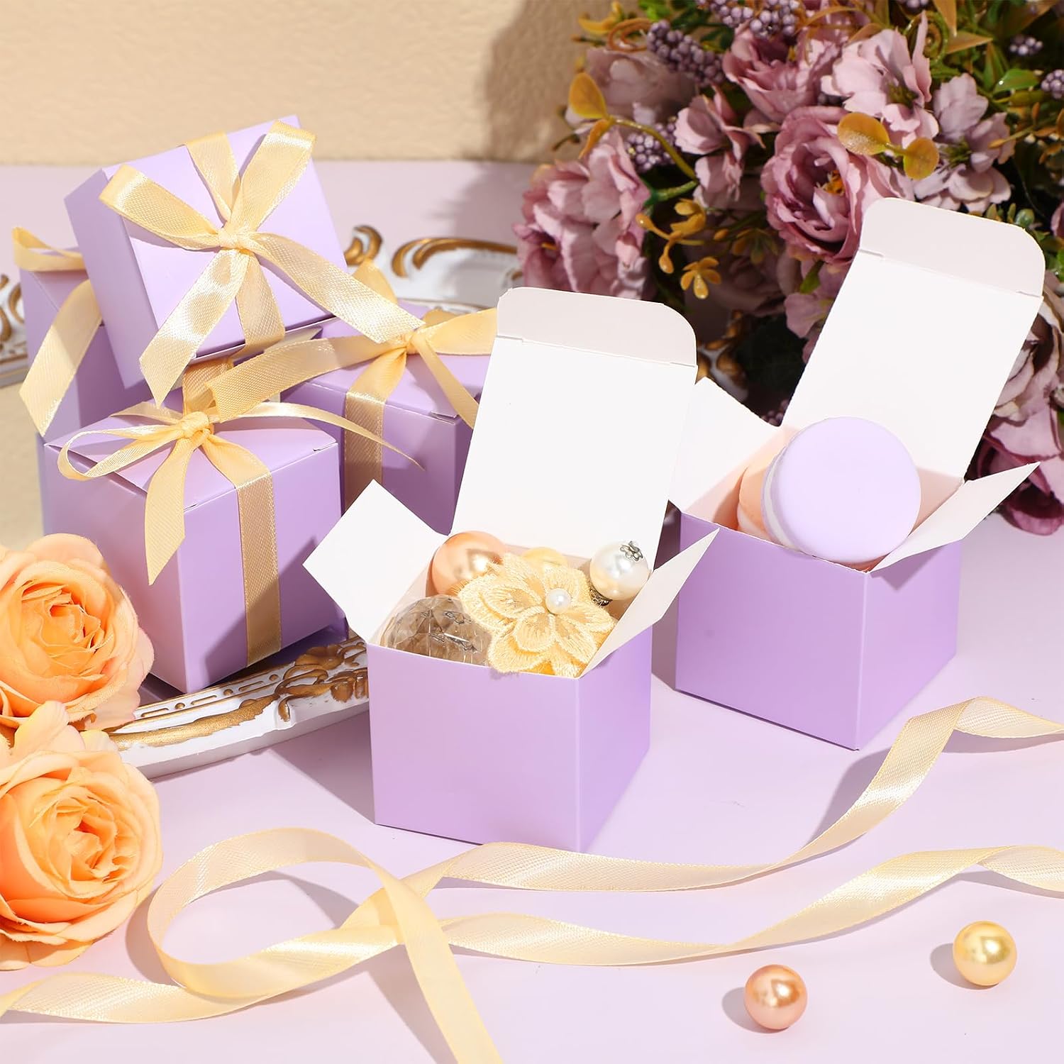 Jutom Lavender 100 Pcs Mini Favor Boxes, 2 x 2 x 2 Inch image 4
