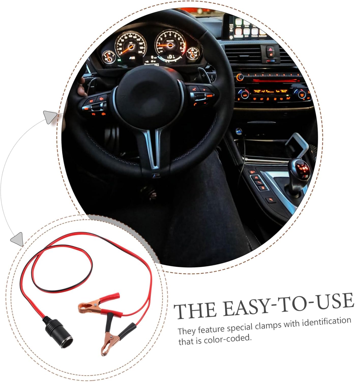 Car Battery Jumper Cables 1.5M Battery Terminal Clamps Portable Booster Cables for Vehicles and RVs