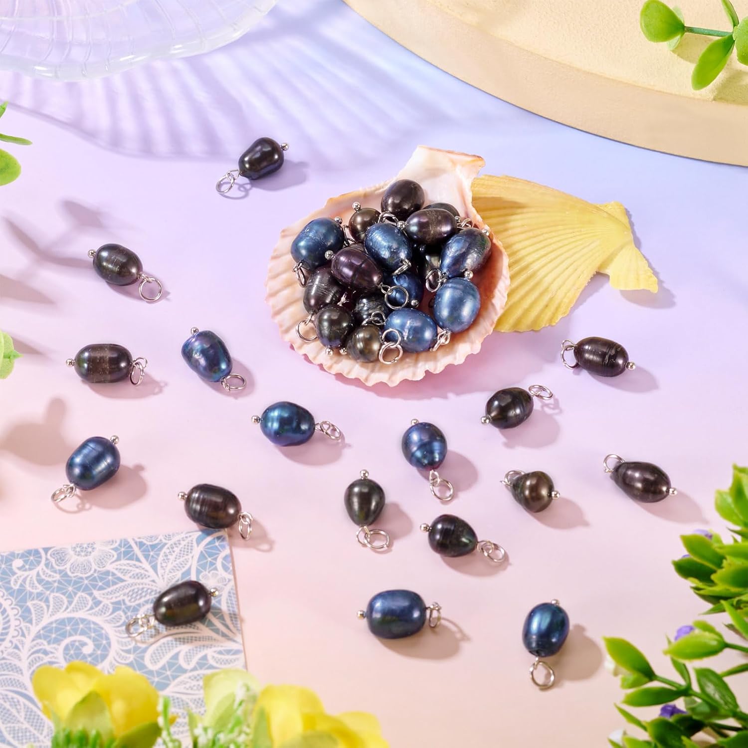 Cheriswelry 60Pcs Natural Freshwater Pearl Pendants 15-17mm Cultured Pearl Dangle Charms Link with Loops Bohemia Beach Supplies for DIY Crafts Necklace Bracelet Earring - Image 5