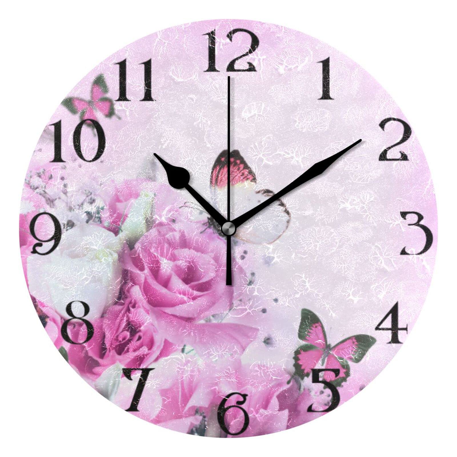 Lafocuse 30cm Orologio da Parete Rosa Legno Silenzioso, Design Moderno Orologio da Muro, Analogico Classico Decorativo per Soggiorno Camera da Letto Cucina Ufficio